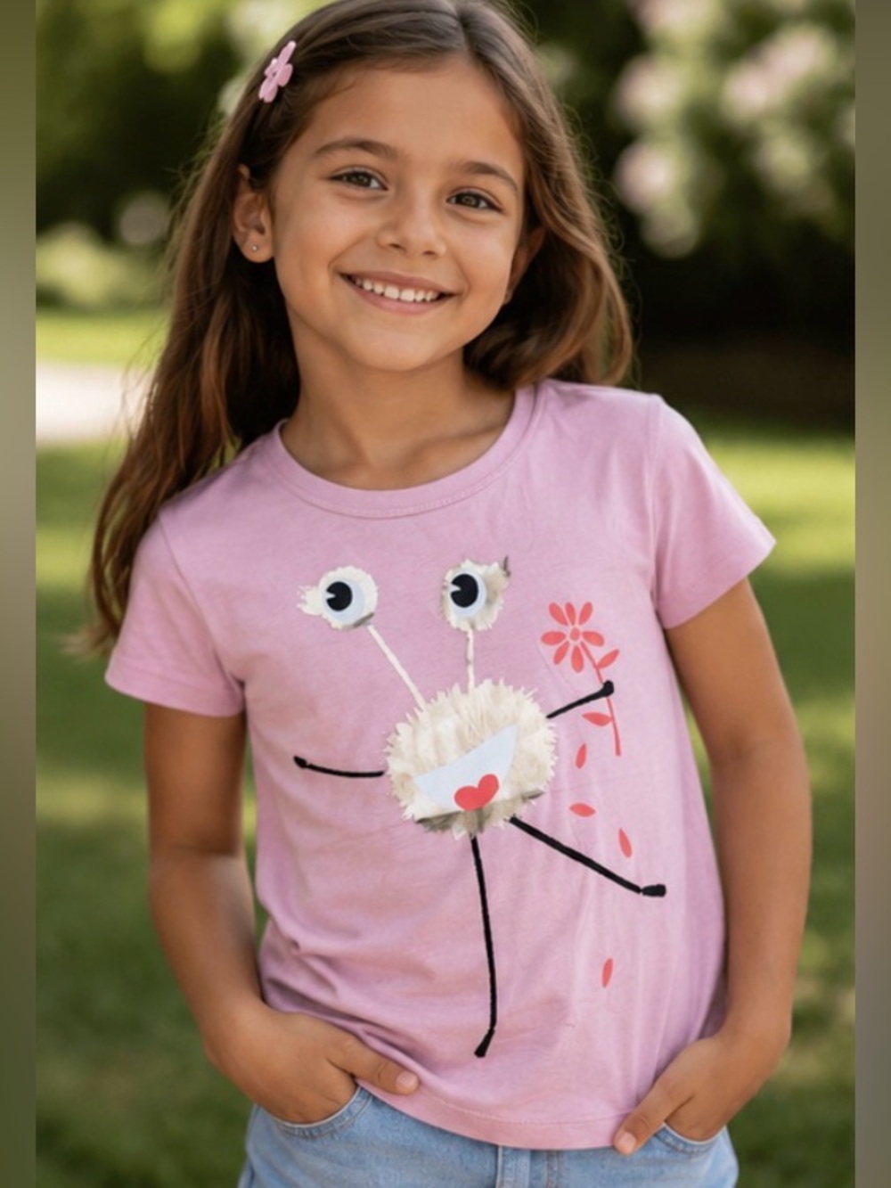 Crewcuts NWT! Girls Pink Fuzzy Monster Graphic T-Shirt Size 14